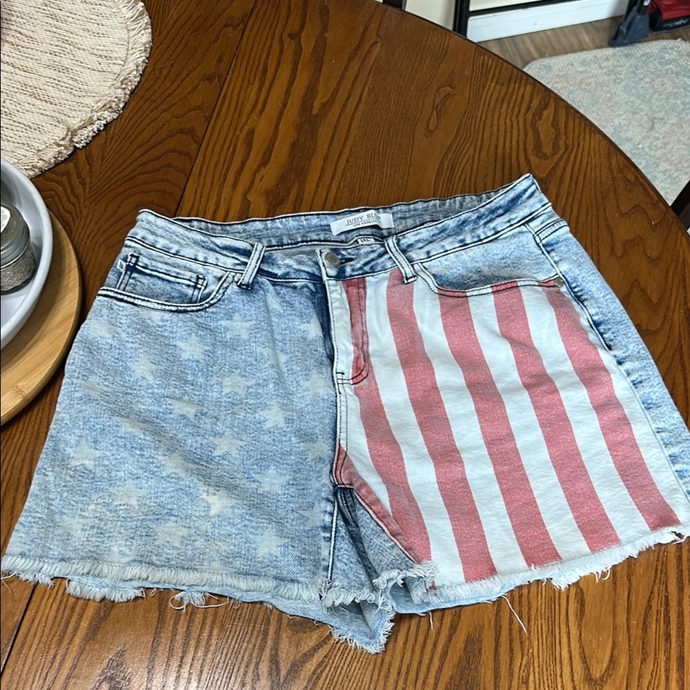 American Flag Denim Shorts